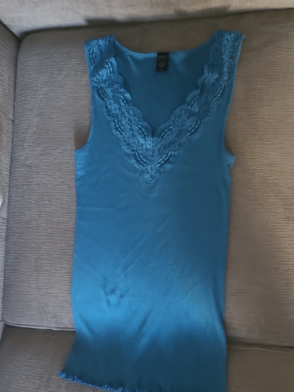 Banana Republic Turquoise Lace-Trim Ribbed Tank